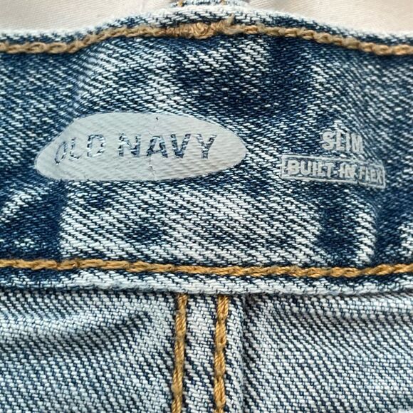 Old Navy Slim Fit Jeans Blue Medium Wash Denim 5-Pocket Distressed 32x32 - Picture 3 of 4
